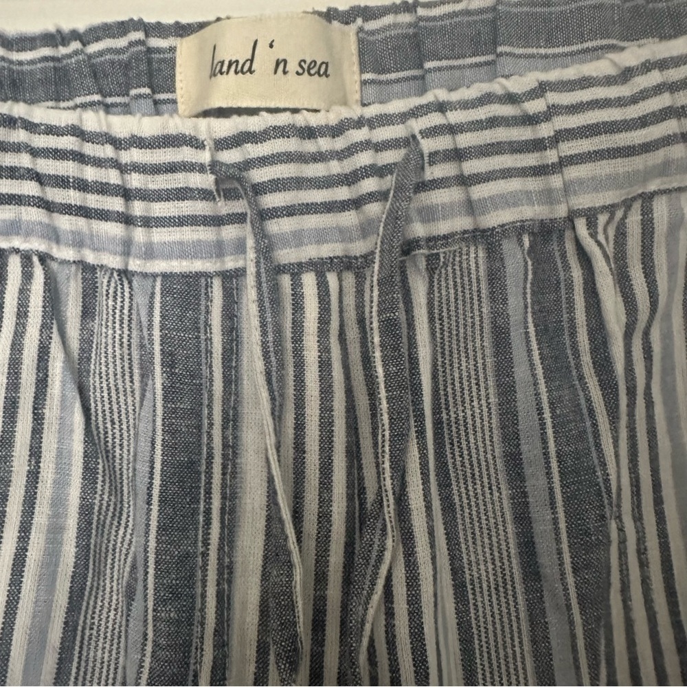 Land ‘n Sea Women’s Blue & White Striped Linen Relaxed Pants w/ Pockets Size S - Picture 9 of 9